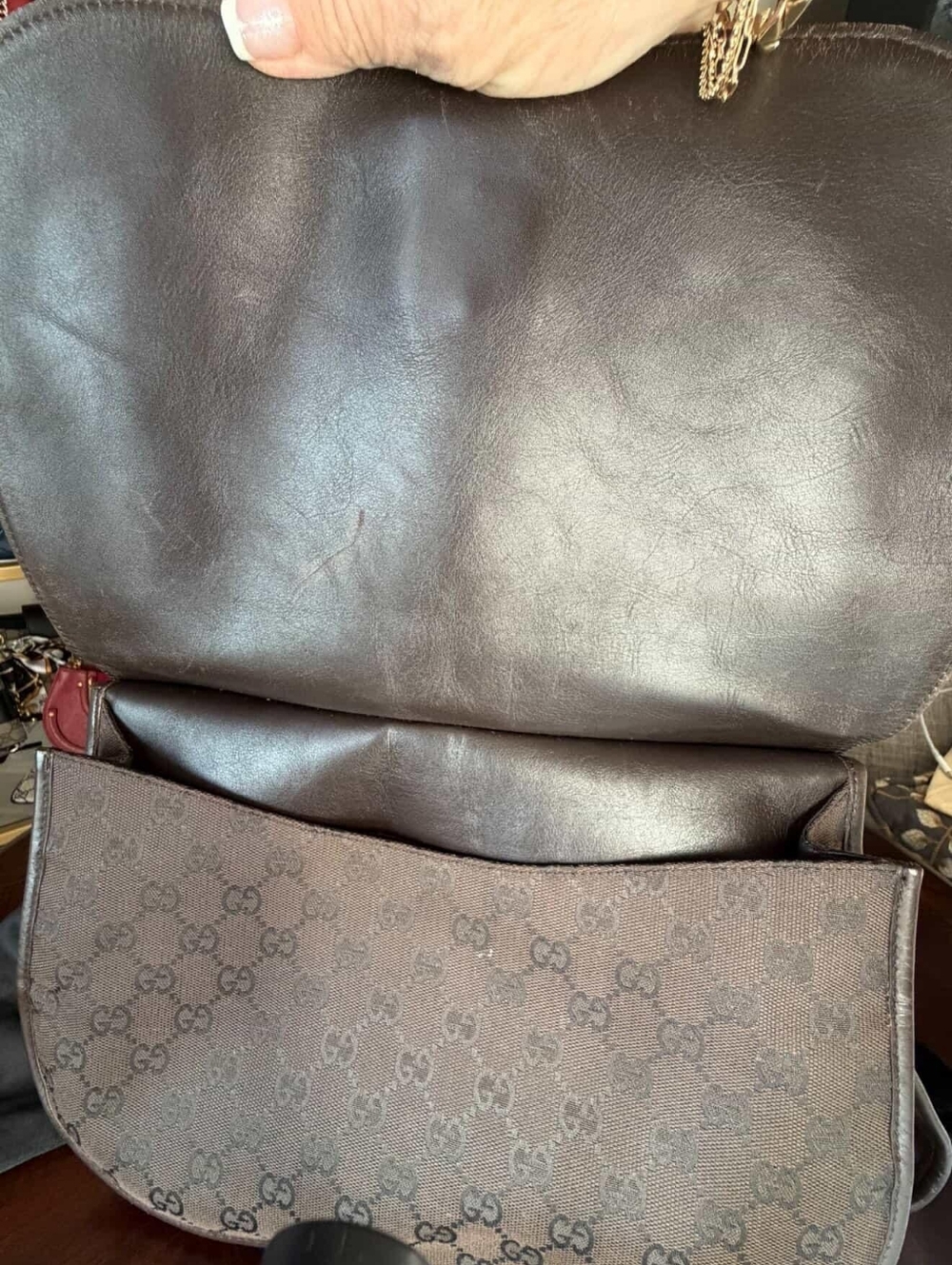 Gucci GG Canvas D-Ring Shoulder Bag Brown Monogram Tom Ford Era - Picture 9 of 11